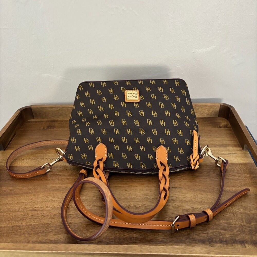 Dooney & Bourke Blakely Brown Signature Logo Small Celeste Satchel - Picture 5 of 11